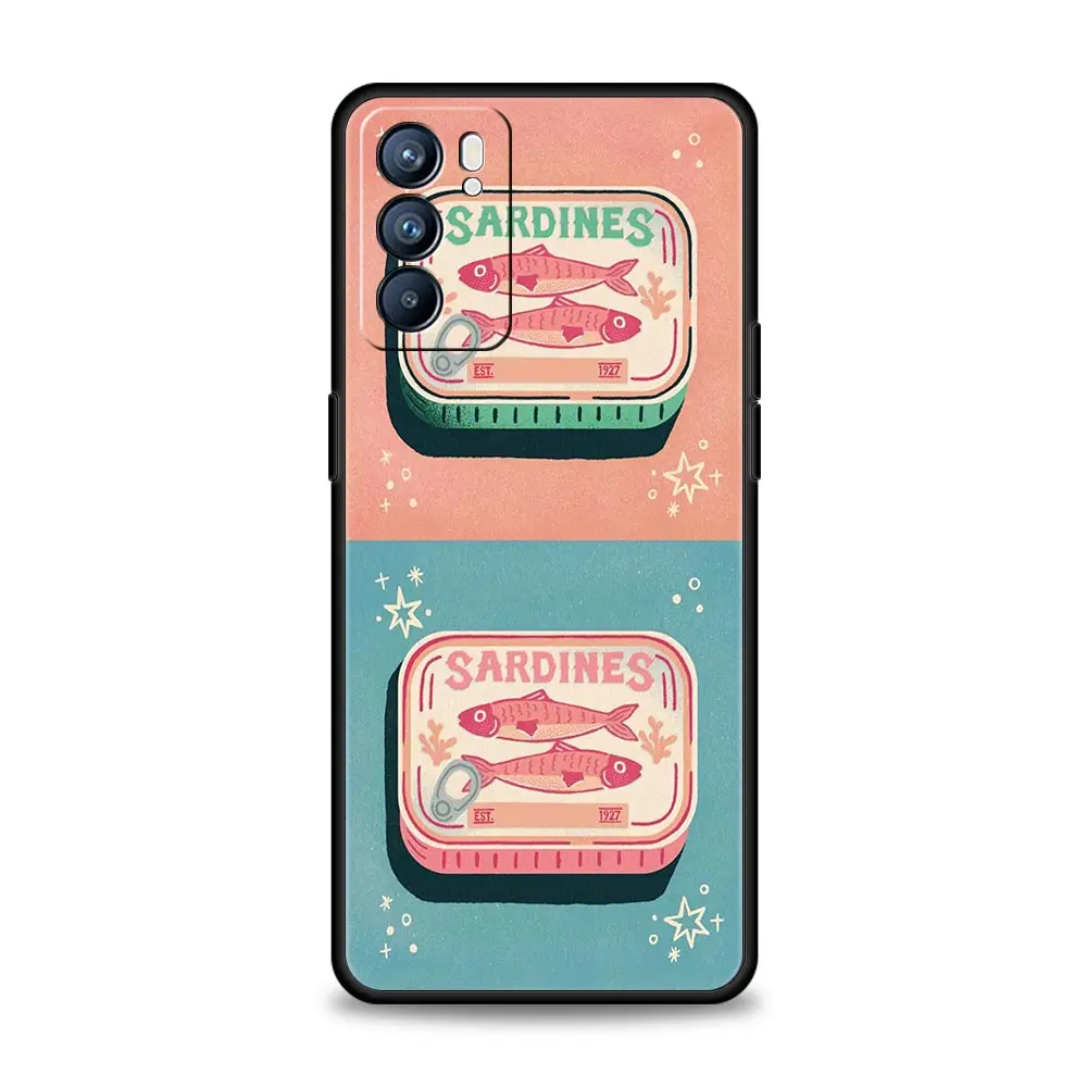Sardines Canned Phone Case For Oppo Reno13 Reno12 Reno11 F Reno10 Pro A54 5G Find X5 A53 A52 A9 A57 A78 4G A79 A80 A98 Cover