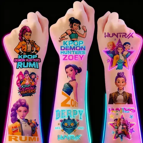20 Stück Rumi Kpop Demon Hunters temporäre Tattoo-Aufkleber, niedliches Cartoon-Design, wasserdicht, lustig, Party, Weihnachten, Geschenkideen