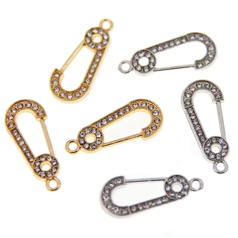 50pcs 28*12mm Trendy Popular Colorful Alloy Rhinestone Decoration Buckle Pin Brooches For Women Accessories Gift For Girlfriend