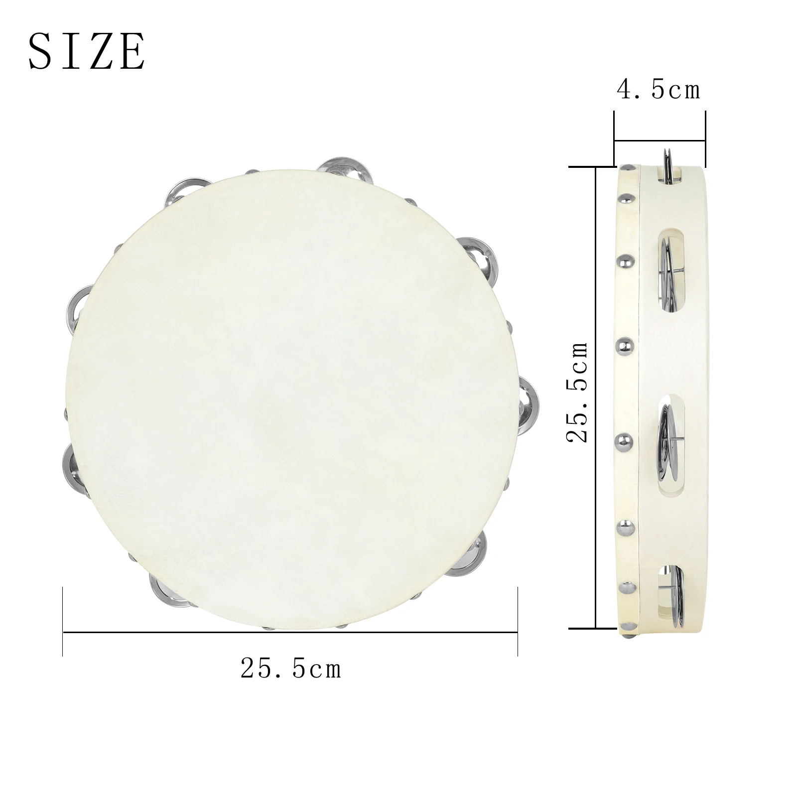 10 Inches Tambourine Sheepskin Tambourine Wooden Tambourine Enlightenment Education Children Gift Percussion Musical Instruments