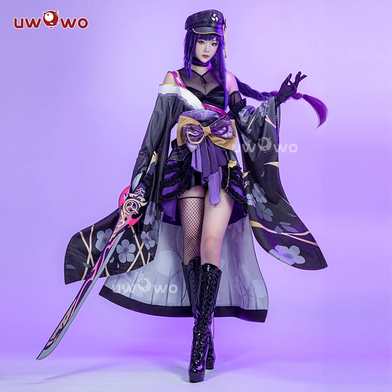 IN STOCK UWOWO Genshin Impact Fanart Raiden Shogun Taisho Kimono Cosplay Costume