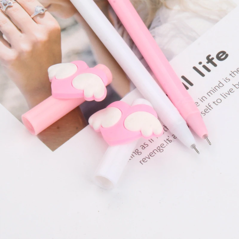 قلم كرتوني محايد مع أجنحة ملاك ، قلم حب ، أدوات مكتبية للتعلم ، قلم توقيع ، لطيف ، جديد