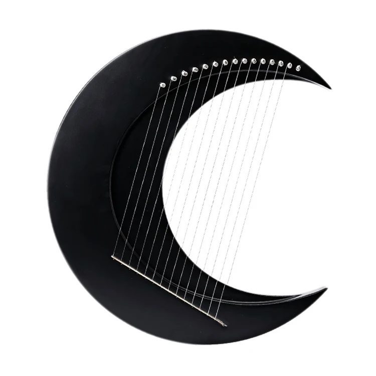 15-string Crescent Moon Type Lyre C Key Harp Portable Lyre Steel Wire Strings Mini Stringed Instrument