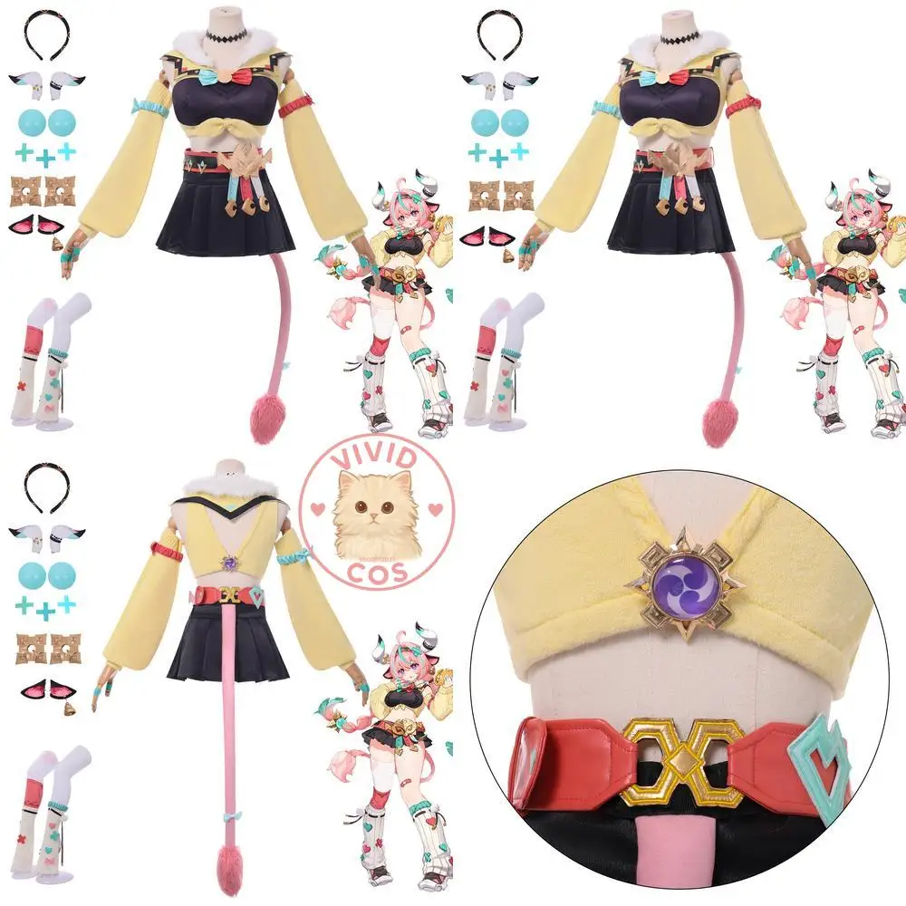 

Popular Game Genshin Impact Cosplay Costume Anime Varesa Cosplay Outfit Cute Women Dress Set with Wig for Halloween Party Suits