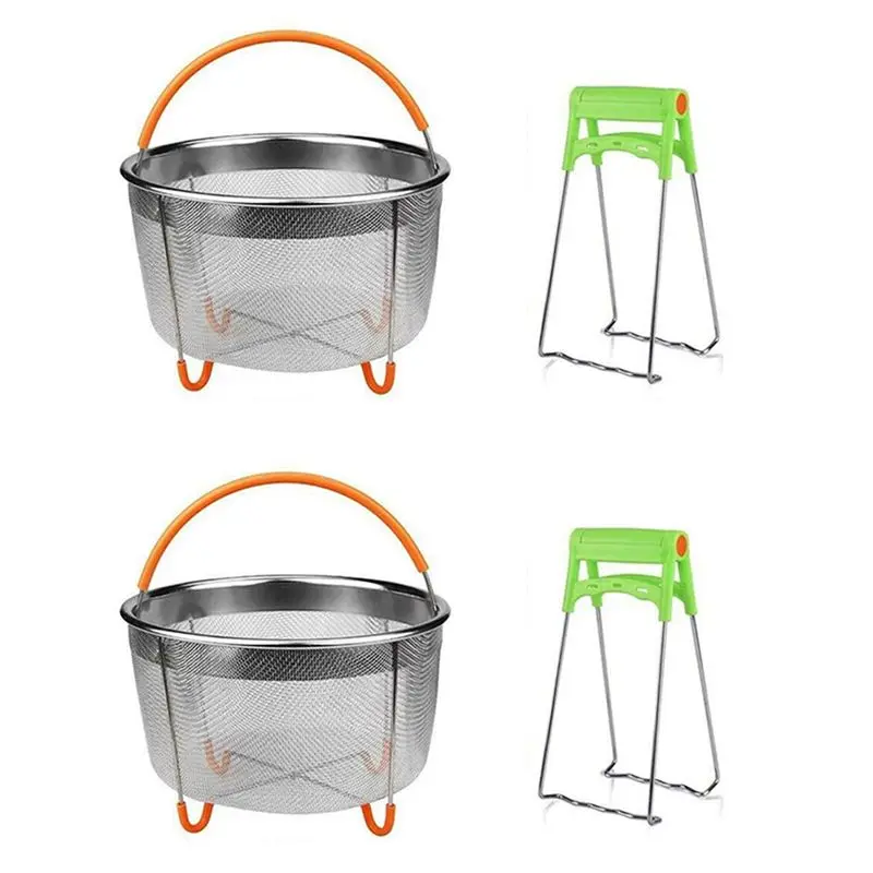 2X Stainless Steel Steamer Basket Set,Instant-Pot Accessories For Ninja Foodi Pressure Cooker & Multi Cooker,6Qt A62X