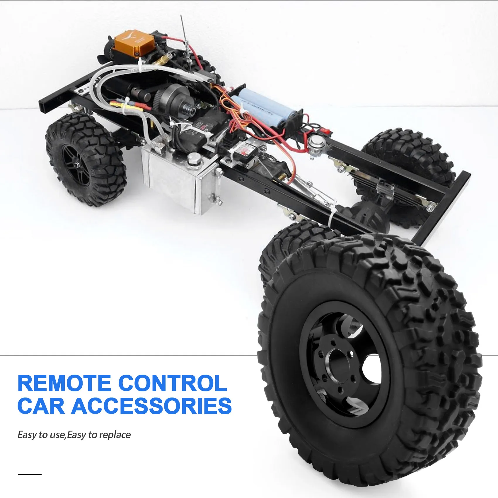 Llanta de metal de doble rueda Y34A con neumático de goma para camión B16 B36 Q60 Q63 Q64 6WD 6X6 RC, negro