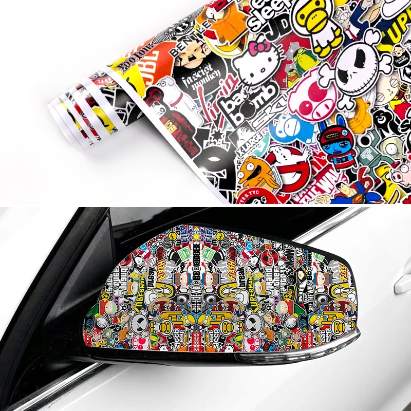 1 Roll JDM Graffiti Painting Car Film Waterproof Suncreen Auto Rear Mirror Fuel Tank Cap B Pillar Body Skateboards Sticker Decor