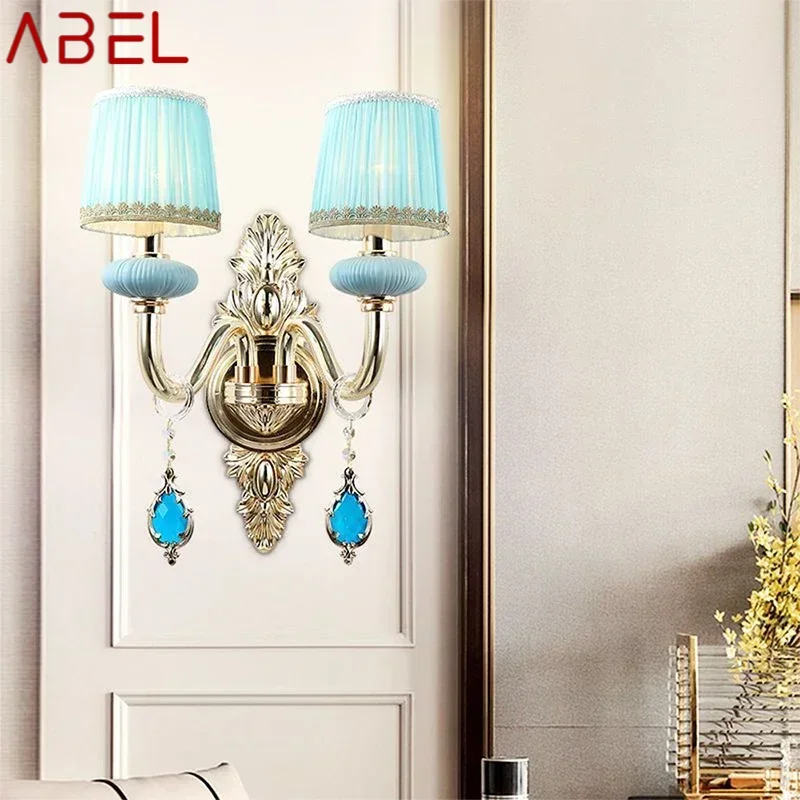 ABEL hedendaagse blauwe kristallen wandlamp luxe woonkamer slaapkamer bedlampje achtergrond muur gang villa hotelverlichting