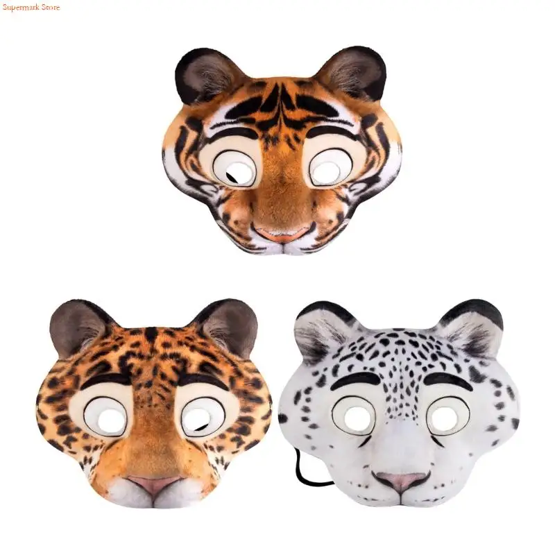 Q5WE Reusable Animal Play Play Masks Elástico Headband Soft Eva Kids Accesorios para disfraces para actuaciones escolares