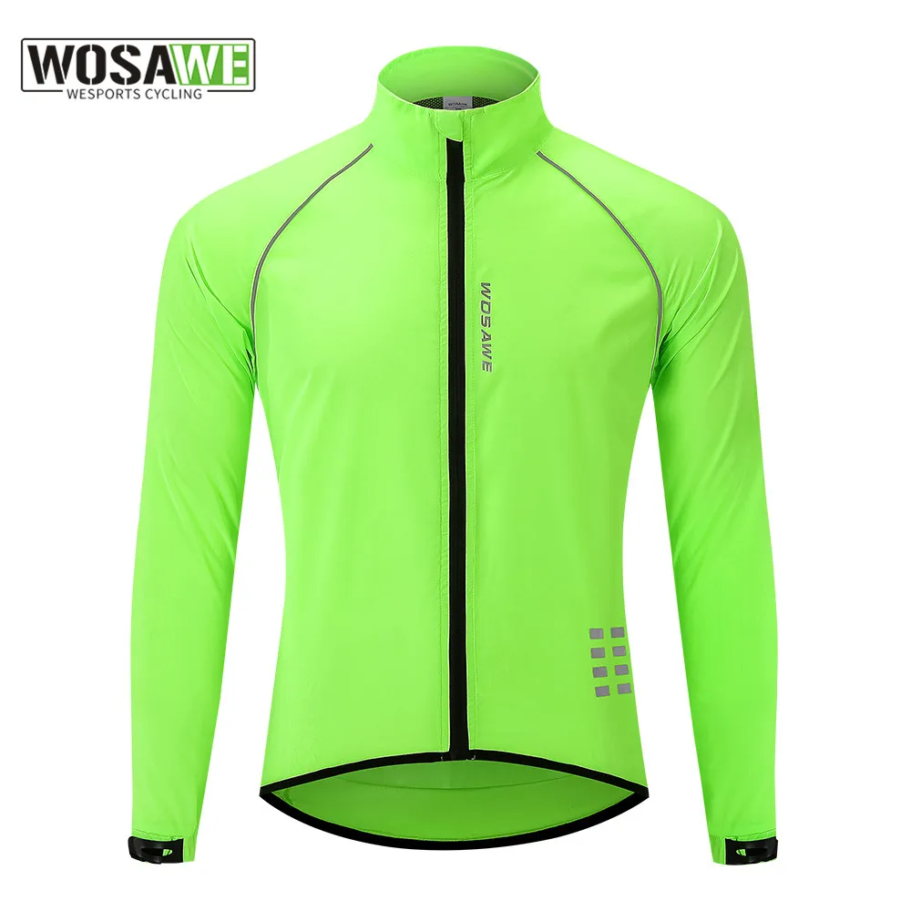 WOSAWE Spring Reflective Men Sports Jacket Windproof Quick Drying UV Protection Gym Running Windcoat Workout Top Windbreaker