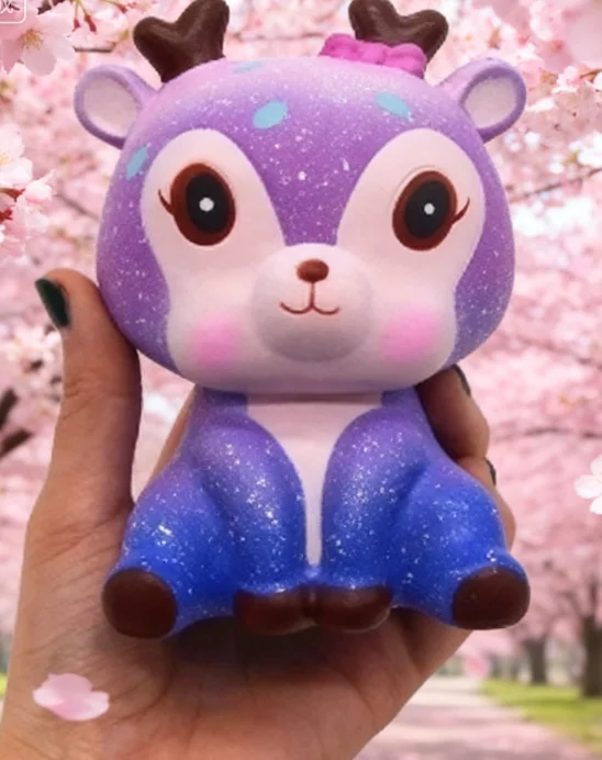 Jumbo kawaii colorido galáxia cervos mole lento subindo squeeze brinquedos creme doce perfumado anti estresse brinquedo para engraçado criança presente de natal