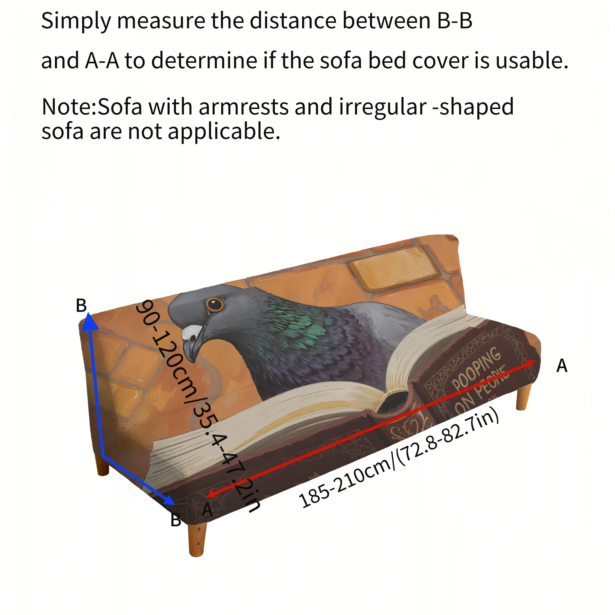 All-inclusive elastic sofa bed cover, fun pigeon reading sofa bed cover, easy installation, machine washable