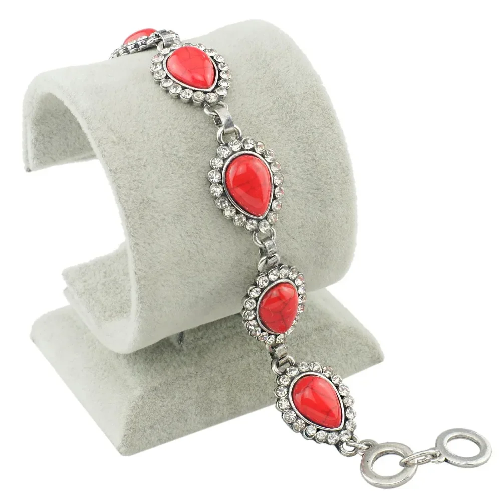 Beautiful Exquisite Tear Drop Created Red Chic Chain Bracelets & Bangles For Women S281