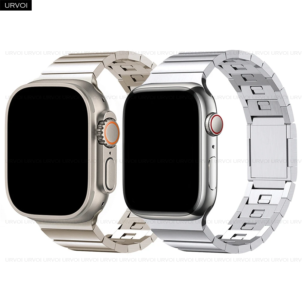 

URVOI Link bracelet for Apple Watch Ultra 2 Series 10 9 8 7 6 SE stainless steel strap for iWatch Magnet buckle band 49 46 45 mm