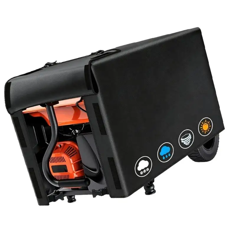 652F Outdoor Generator Cover with Fold-Back Side Sections, Multiple Fabric Fasteners and Securing Bands for Stationary Storage