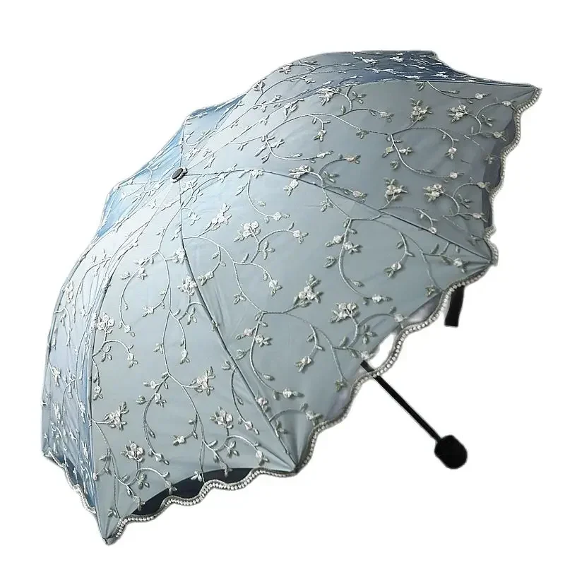 Ladies folding lace umbrella Vintage Ladies Screen Embroidery Flower Double Sun Umbrella Gift... 33