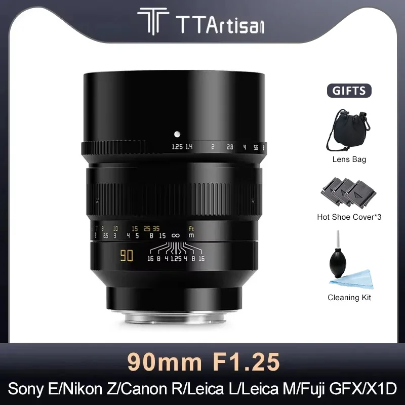 TTArtisan 90mm F1.25 Full Frame Camera Lens for Sony E Nikon Z Canon RF Fuji GFX Sigma Leica L Leica M Hasselblad XCD Camera