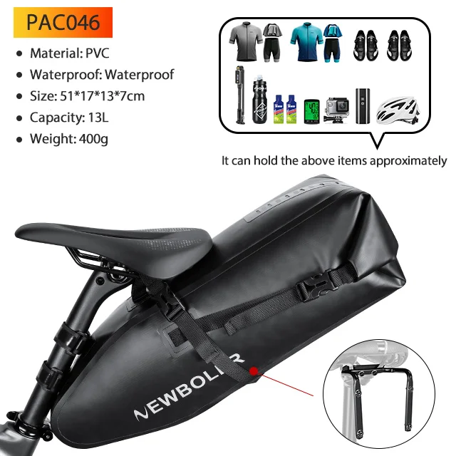 NEWBOLER Fietszadeltas Stabilisator Set Waterdicht 13L Grote Capaciteit Stabieler Voor MTB Racefiets Kan Fit Bidonhouder