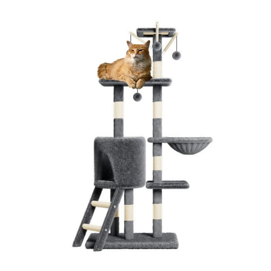 

Cat Tree Tower House Condo Perch Entertainment Scratching for Kitten Multi-Level Tower for Large Cat Cozy Furniture Protecto