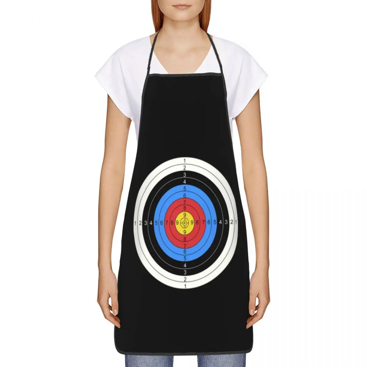 Custom Funny Archery And Gun Range Target Practice Graphic Bib Apron Unisex  Chef Tablier Cuisine for Cooking Baking Gardening