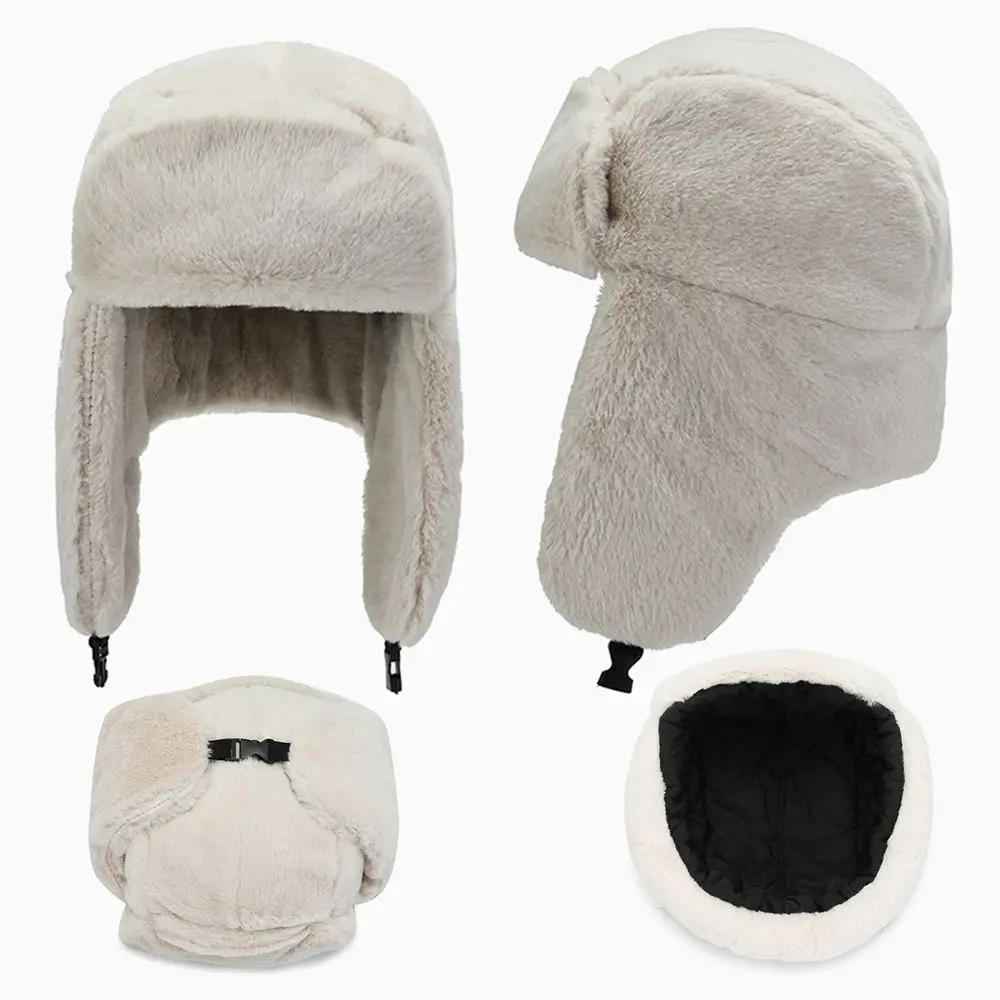 Thick Plush Bomber Hat for Men Women Russian Ushanka Snow Caps Earflap Bonnet Winter Warm Trapper Hats Windproof Keep Warm Cap