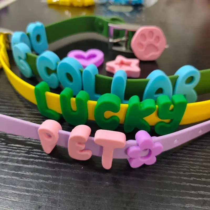 DIY Silicone Letter Charms Custom Dog Name Decor Anti-Fall Waterproof Fit for Thick Thin PVC Pet Collars