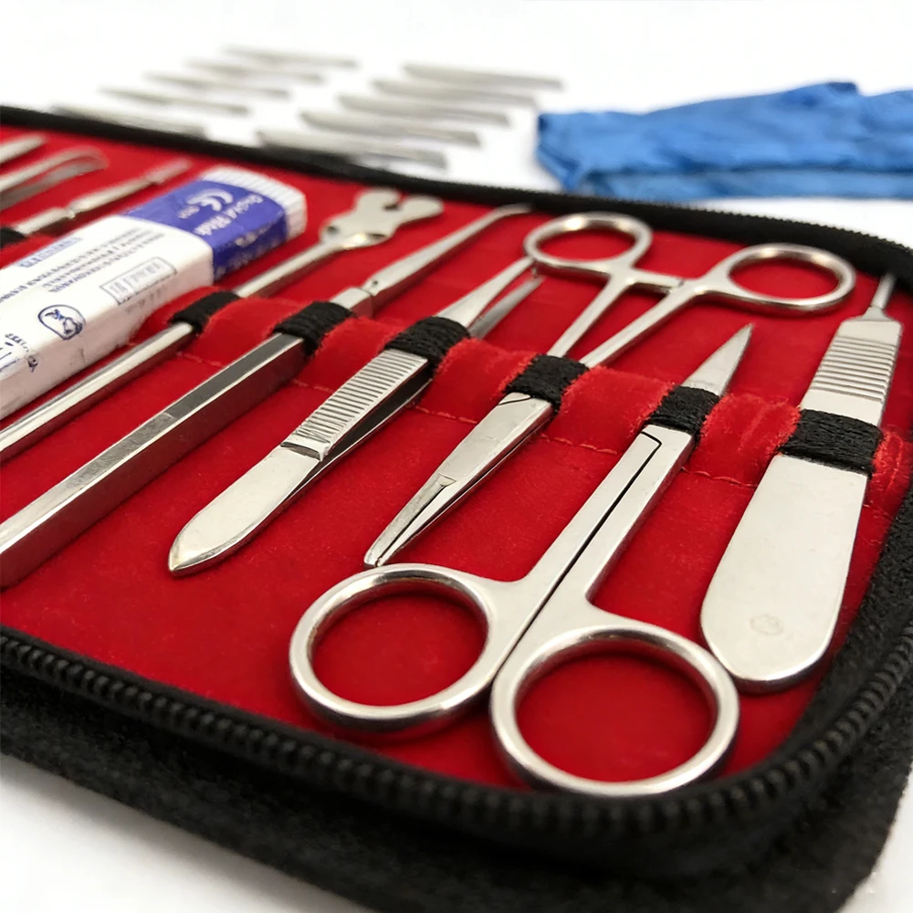 

22 Piece Anatomy Teaching Equipment Stainless Steel Probe Scissors Tweezers Student Experimental Tool Combination Kit