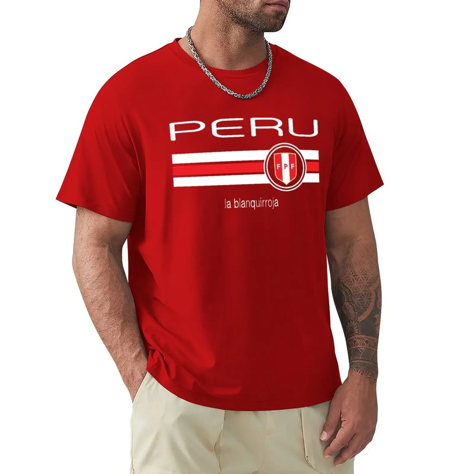 Tees for A Boy Black T-shirts for Men Football - Peru (Home Red) T-Shirt Graphic Harajuku Men Clothing Oversized Funny  Fashion