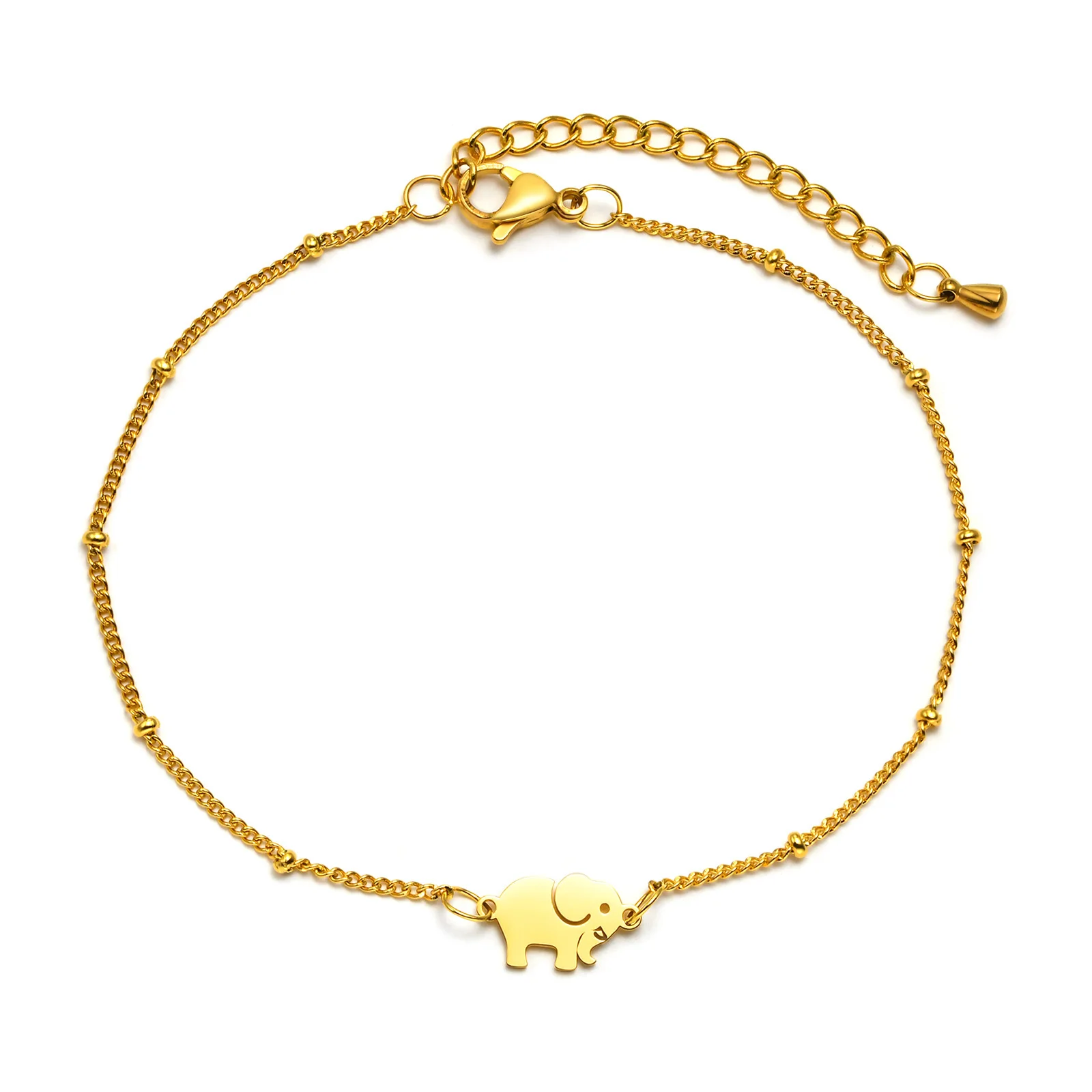 Women Cute Elephant Charm Bracelets,  Gold Color Tiny Animal Pendant with Adjustable Satellite Chain,Girls Gift Jewelry