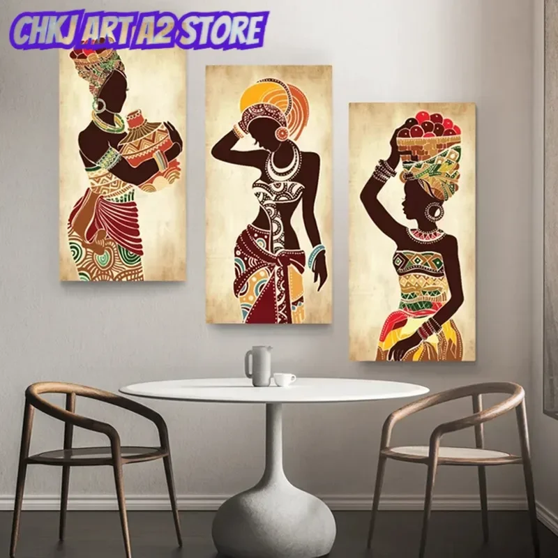 African Black Woman Canvas Painting Ethnic Art Poster for Living Room Decoration Home Wall Decor Decorative Paintings Picture