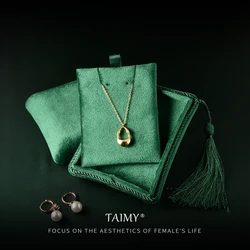 TAIMY Plush Velvet Necklace Jewelry Box Suede Tassel Jewelry Box Portable Travel Storage Jewelers Pendant Packaging Boxes