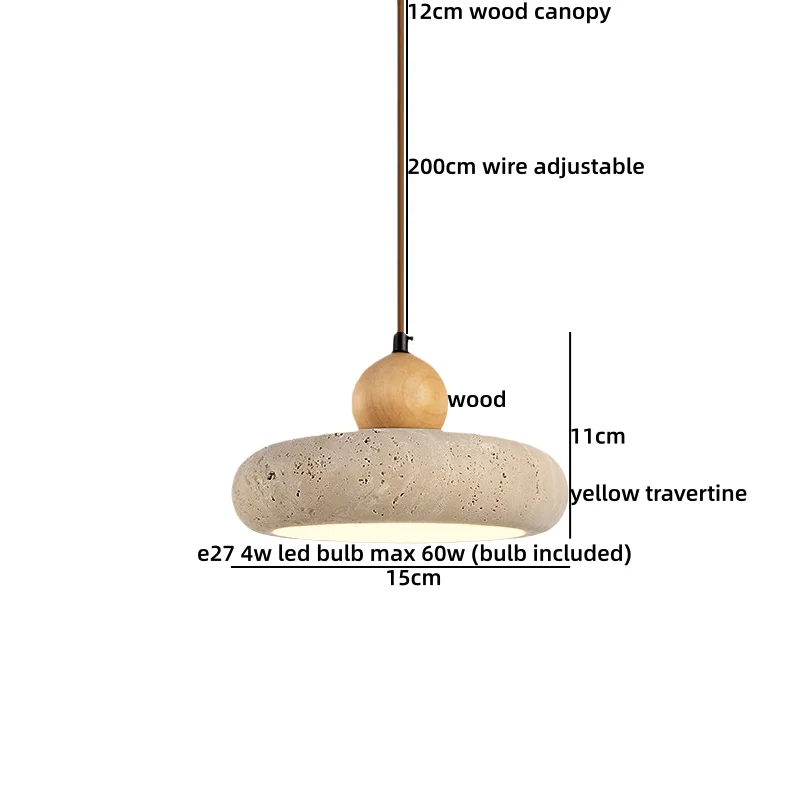 IWHD – lampe suspendue LED en travertin jaune naturel, éclairage d'intérieur pour salle à manger, ma