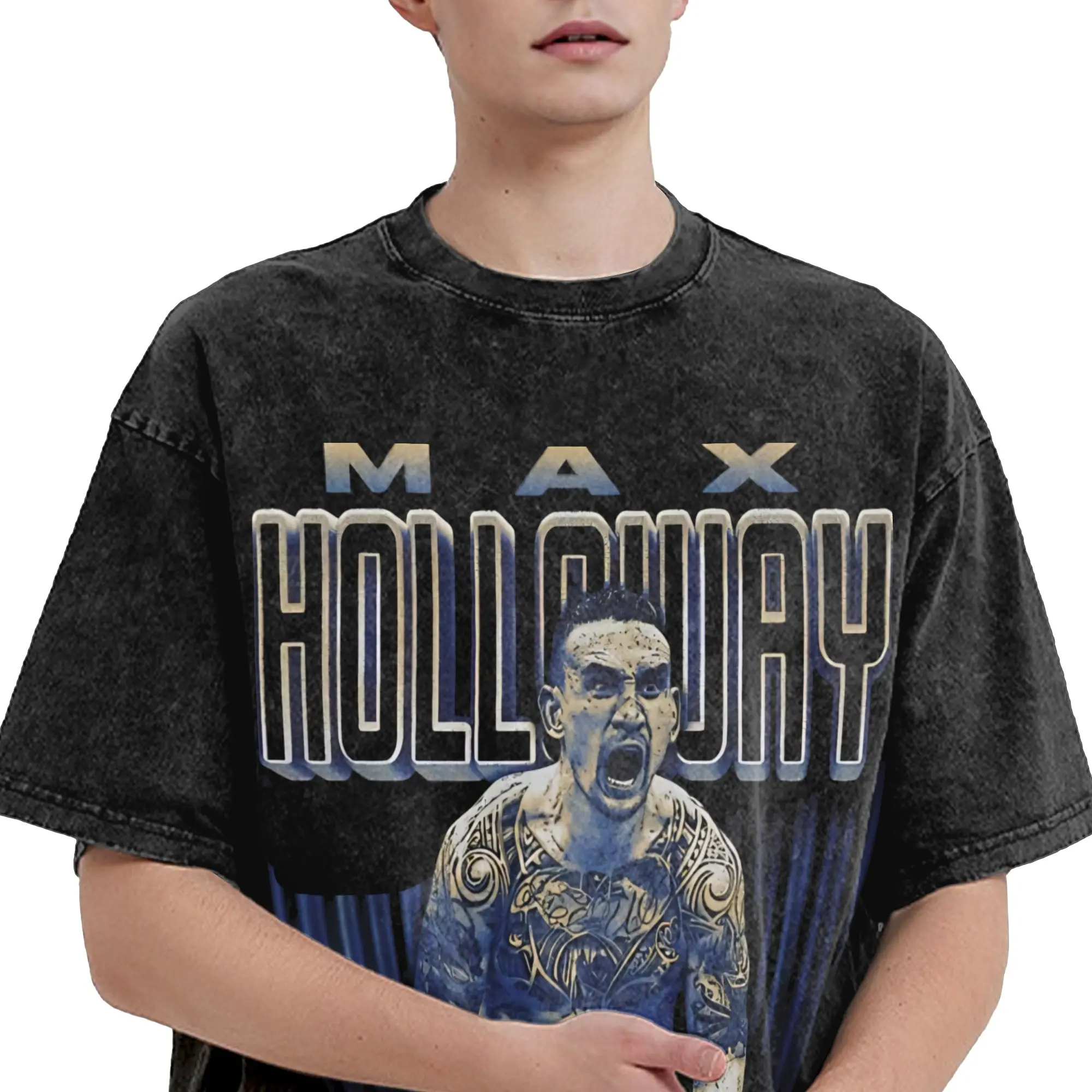 Maxs Blesseds Holloways Washed T Shirts Streetwear Hip Hop Vintage T-Shirt  Tees Tops for Men Women Short Sleeve Oversize