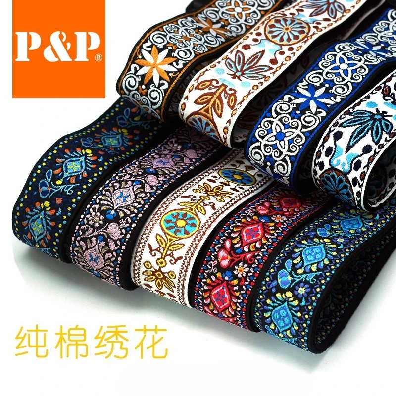 

Guitar Strap Embroidered Belt Adjustable Jacquard Band Cotton Leather End for Bass Acoustic Electric Guitar Ukulele Instruments