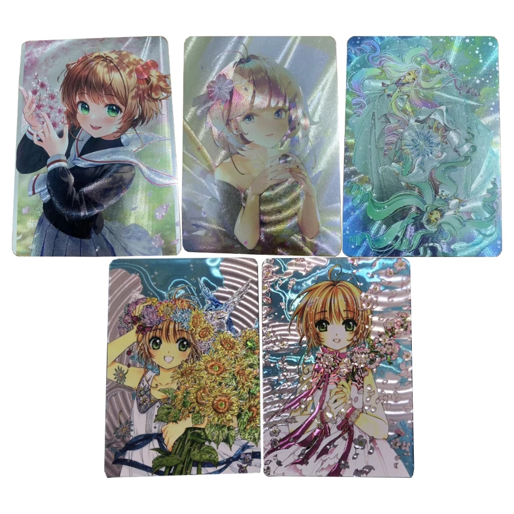 SAKURA Card Captor KINOMOTO SAKURA Animation Characters Self Made Refraction Flash Card Anime Classics Game Collection Cards Toy