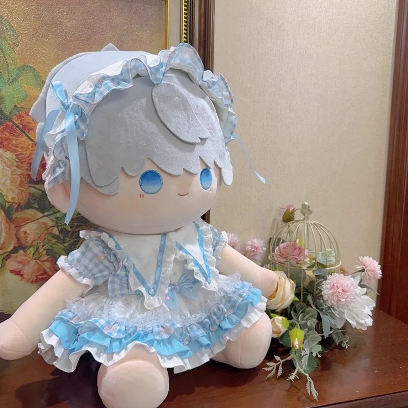 블루 인형 드레스 40CM 20CM 15CM 면 인형 옷, 50-55CM 리본 인형 치마