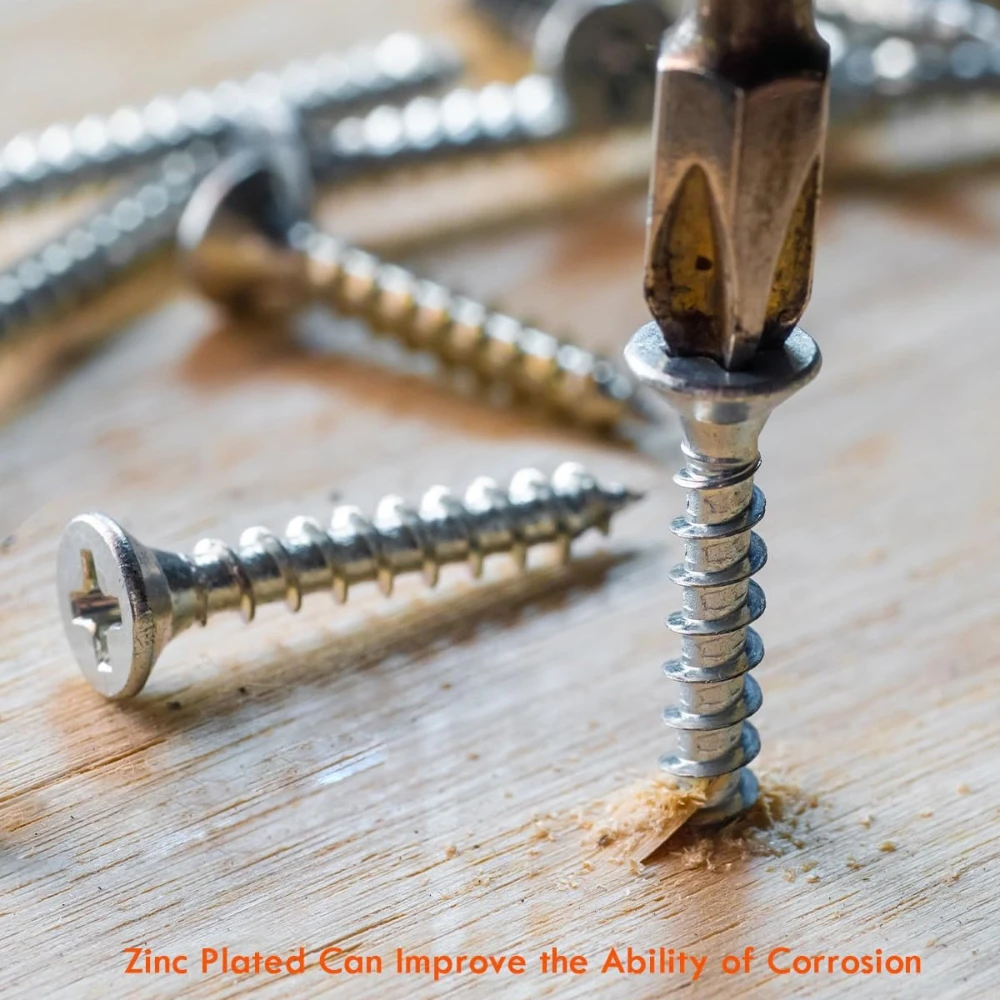 400 Uds tornillos de cabeza avellanada cruzada galvanizada juego de tornillos autorroscantes Kit de combinación de tornillos de madera de cabeza plana de acero al carbono