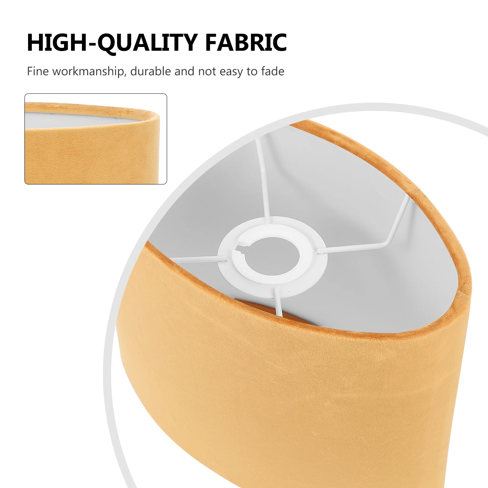 

1pc Oval Cloth Lamp Cover Simple Decorative Light Shade For Bedroom Living Room Table Lamp Accessory Creative Fabric Lampshade