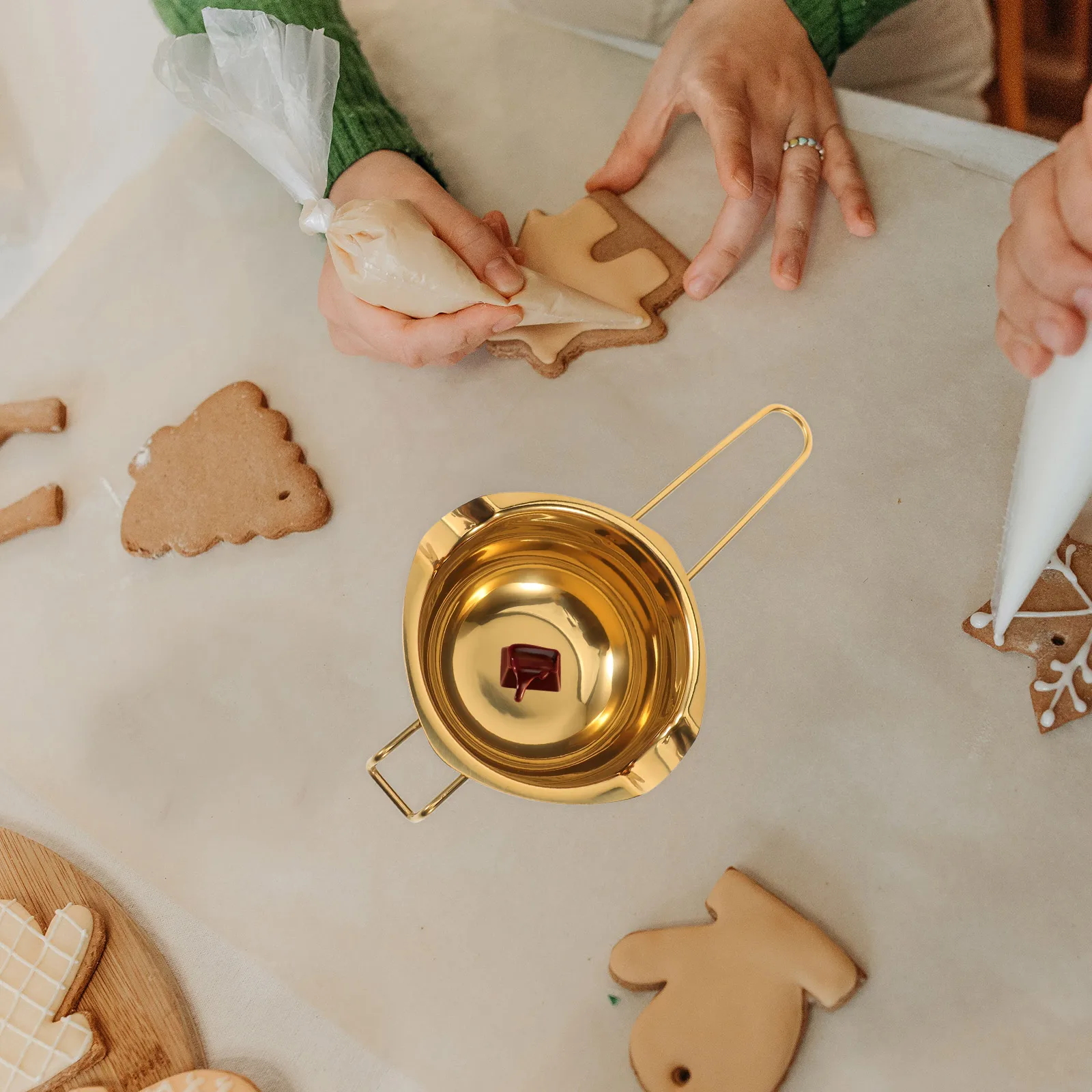 

Stainless Steel Chocolate Melting Bowl Butter Wax Heating Pot for Kitchen Baking Candy Cheese Fondue Portable Lightweight Melt