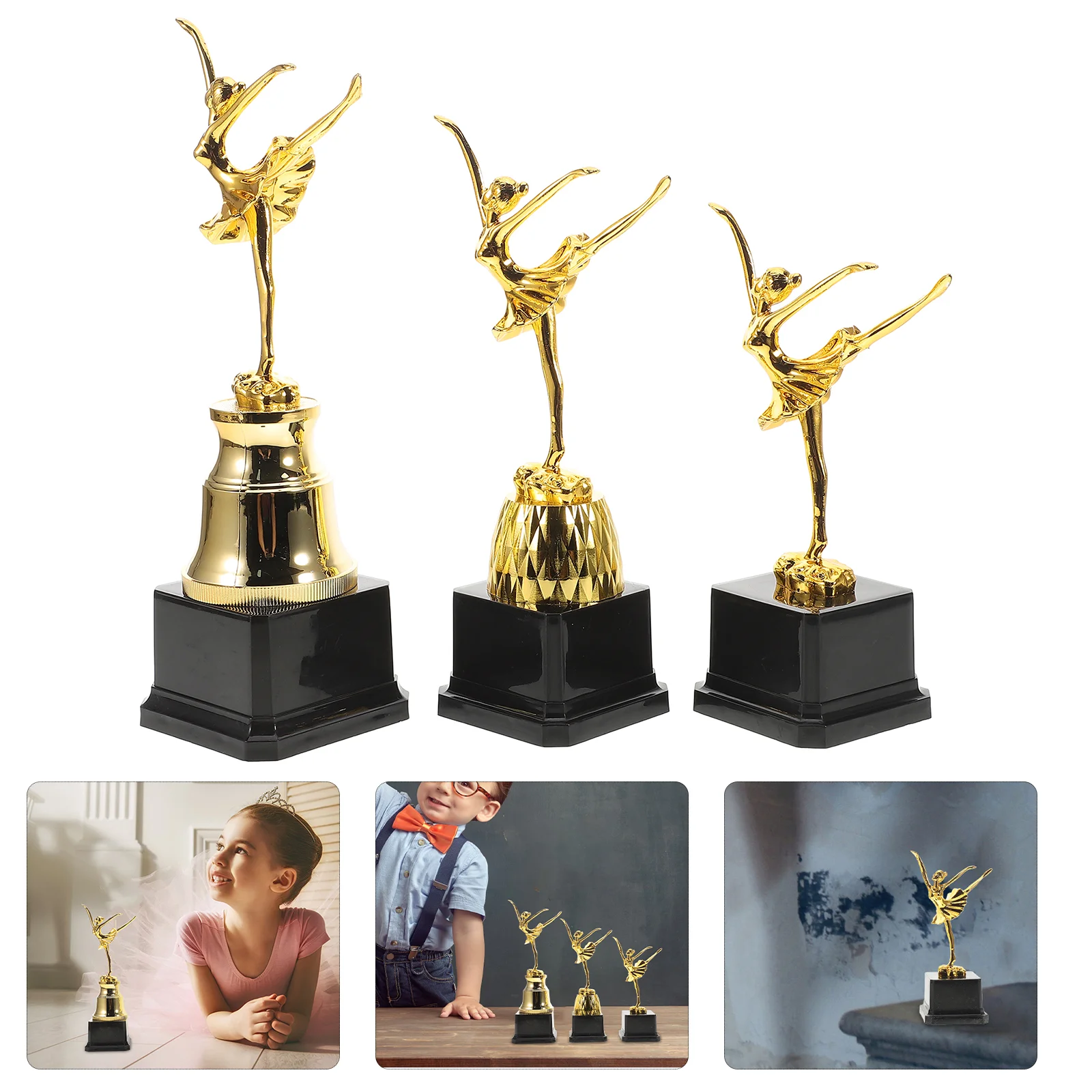 

3 Pcs Dance Trophy Teens Girl Competition Gift Ballet Cup Shaped Plastic Award Decor Model Child Decoration