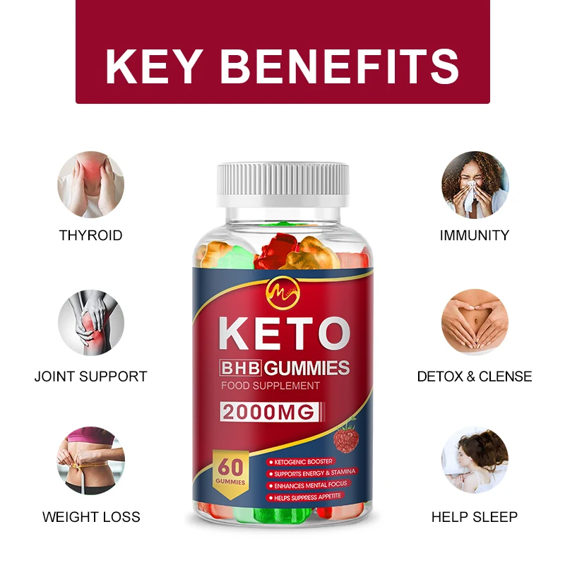 Natural Apple Cider Vinegar Gummies Keto Gummies Support Ketogenic Diet, Source of Energy for Men & Women non-GMO