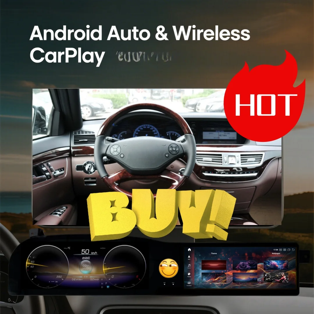 Android 14 For Benz S Class W221 S250 2006 - 2013  Carplay Multimedia Player GPS Car Radio 3-in-1 Integrated LCD Dual HD Screen