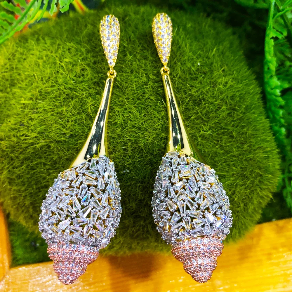 

Kellybola Original Luxury Long Pendant Earrings For Ladies Fashion Jewelry Cubic Zirconia New Design High Quality Gift