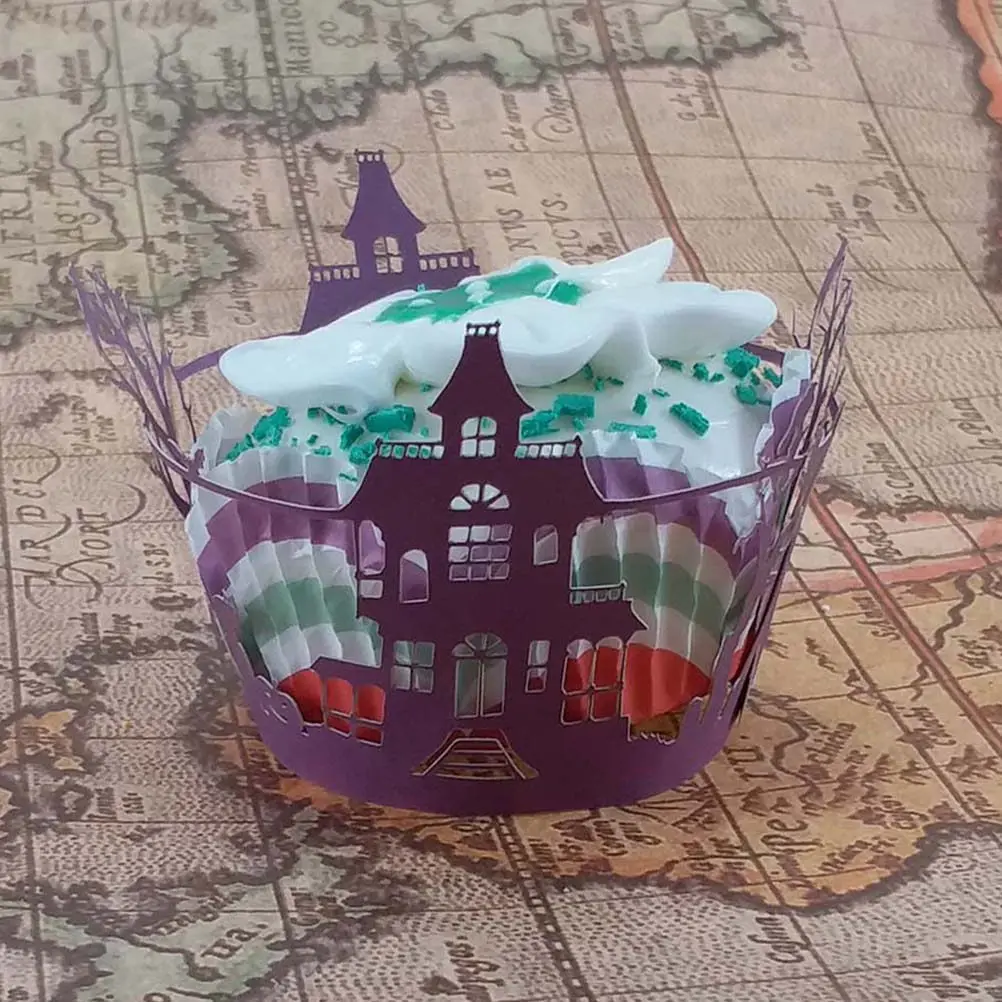 50Pcs Creative Cake Wrappers Hollow Laser Cut Cupcake Cups for Wedding Birthday Party Cake Display Decoration Cupcake Wrappers