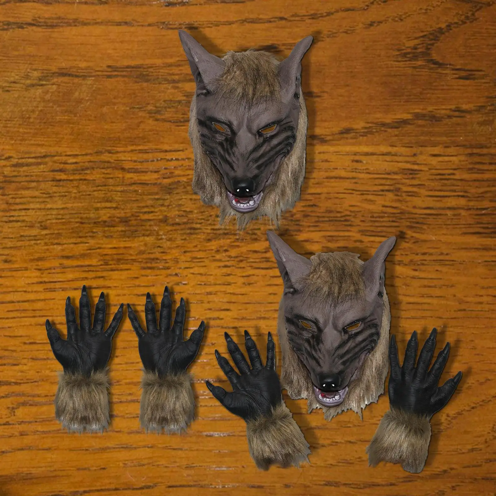 

Halloween Werewolf Costume Vinyl for Men Women Full Face Scary Werewolf Gloves