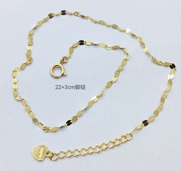 14k gold anklets for women 22+3cm  real gold 14k bracelets 17.5cm custom make jewelry