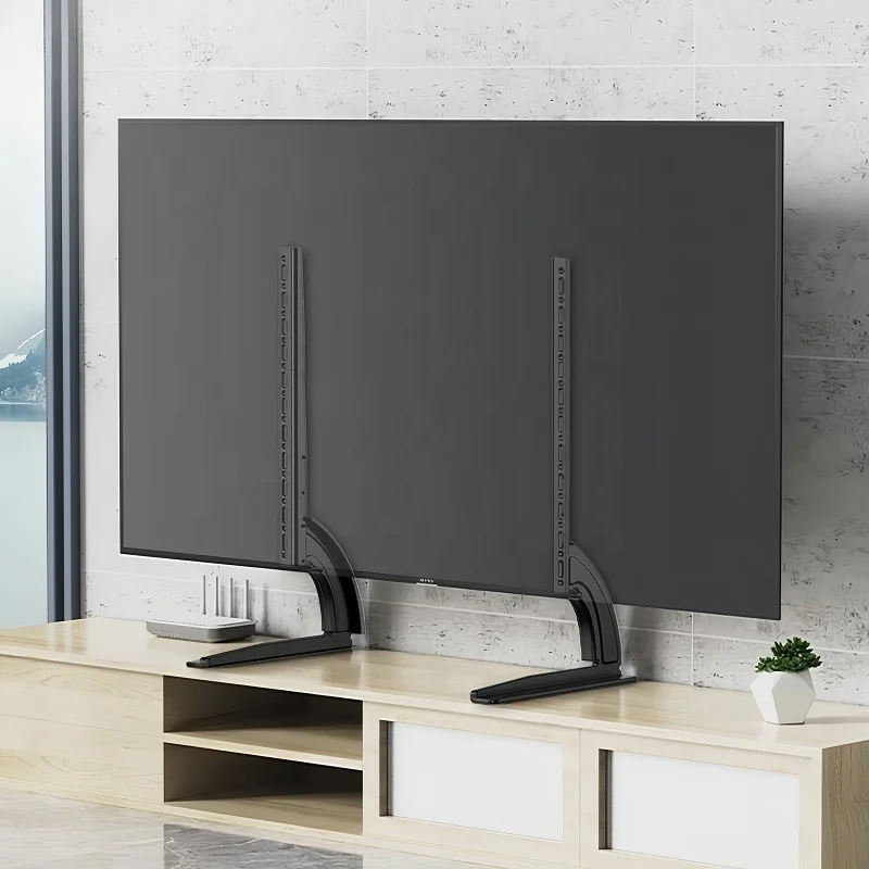Universal Table Top TV Stand Base TV Legs with Height Adjustment Fits Most 32-75 Inch LCD LED Flat Screen TVs