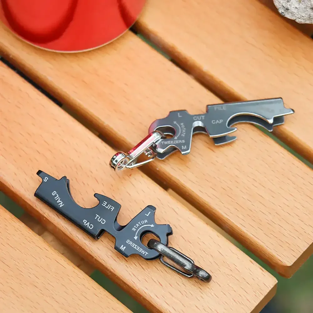 1PC EDC 8 in 1 Stainless Steel Multi Function Keychain Pendant Bottle Opener Screwdriver Camping Outdoor Survival Gear Tool