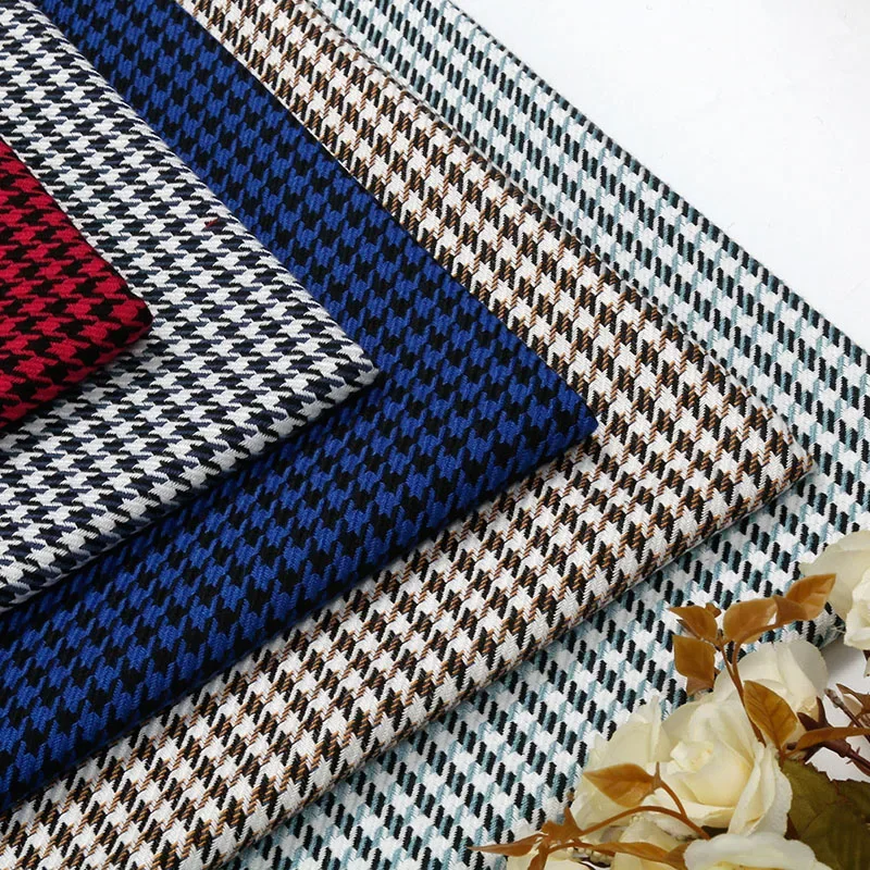 High End Extra Thick Houndstooth Sofa Fabric Checkered Cotton and Linen Cloth Engineering Clothing Pillows Soft Bags Cushion DIY