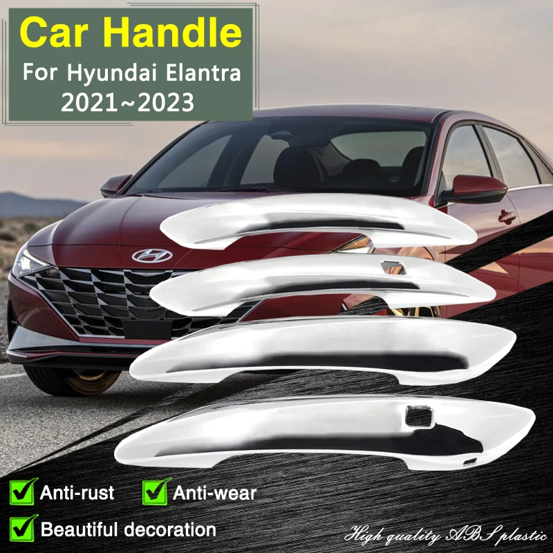 

for Hyundai Elantra CN7 2021 2022 2023 Avante i30 Sedan Chrome Smart Door Handle Cover Car Accessories Style Protective Stickers